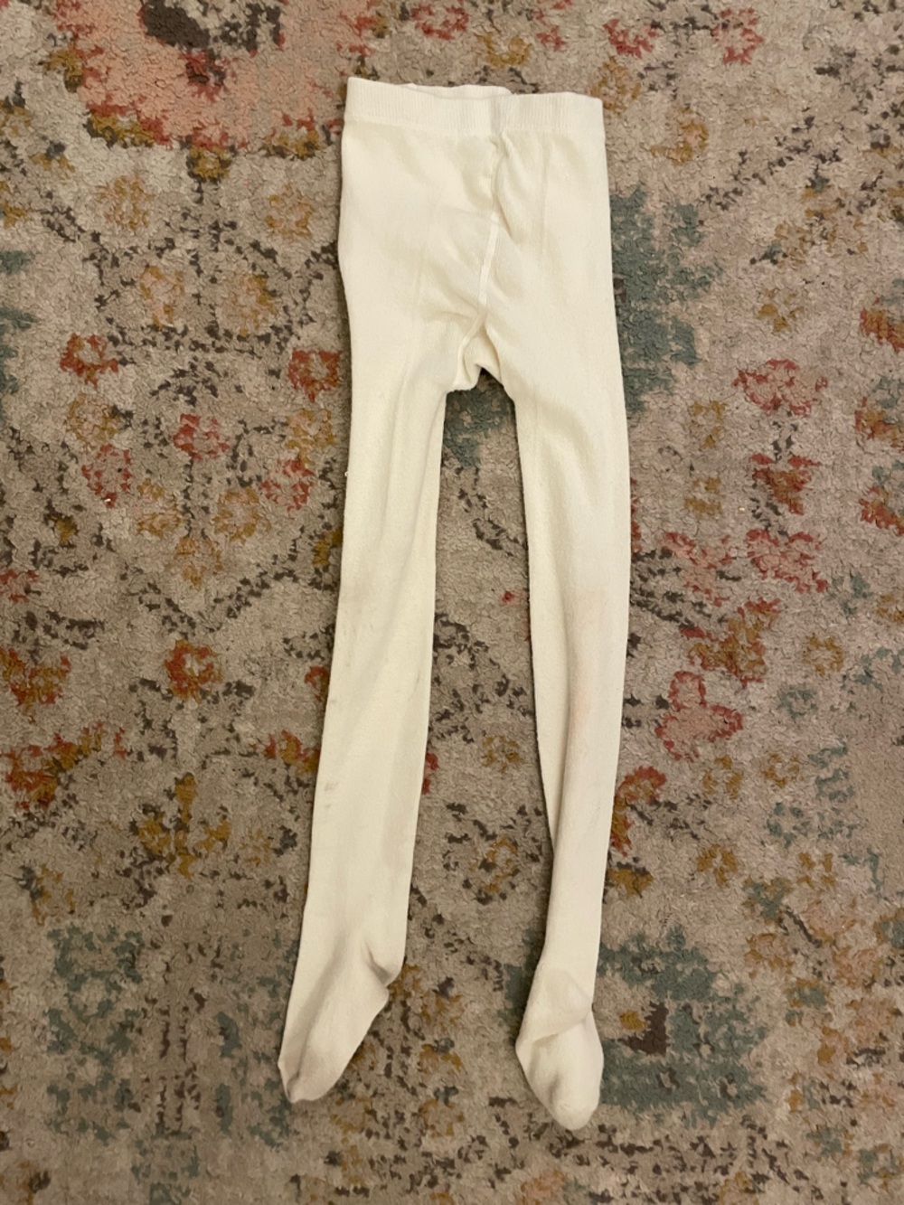 Girls white/cream footed tights